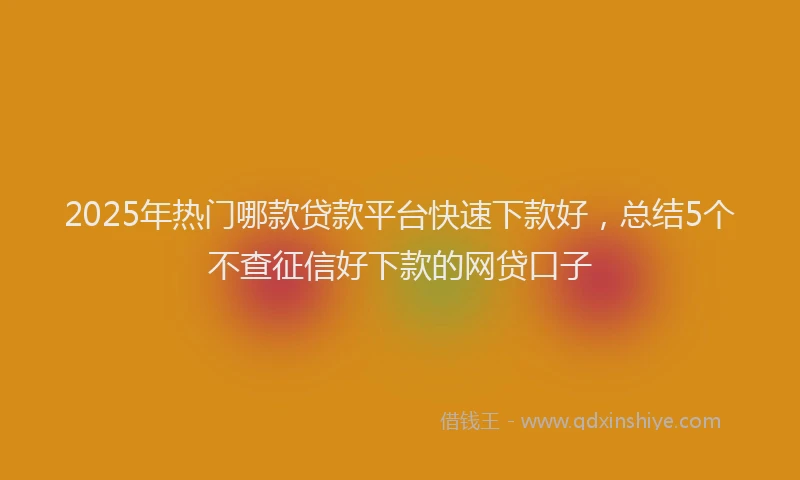 2025年热门哪款贷款平台快速下款好，总结5个不查征信好下款的网贷口子