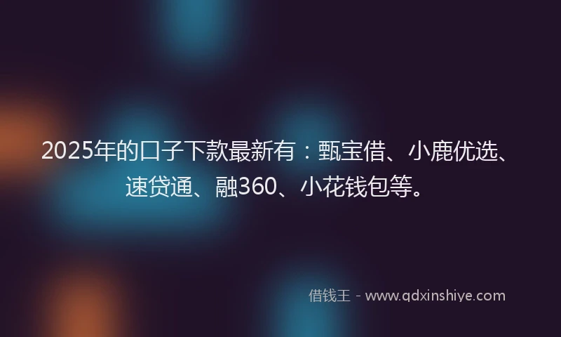 2025年的口子下款最新有：甄宝借、小鹿优选、速贷通、融360、小花钱包等。