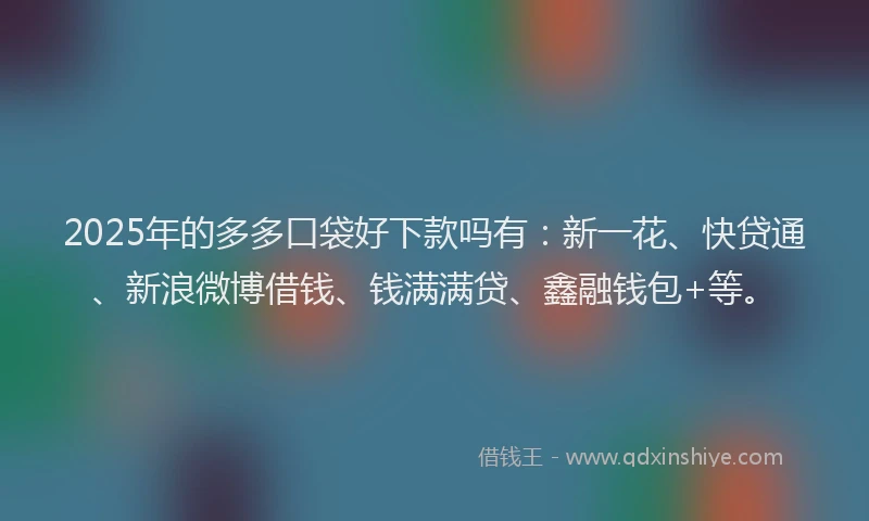2025年的多多口袋好下款吗有：新一花、快贷通、新浪微博借钱、钱满满贷、鑫融钱包+等。