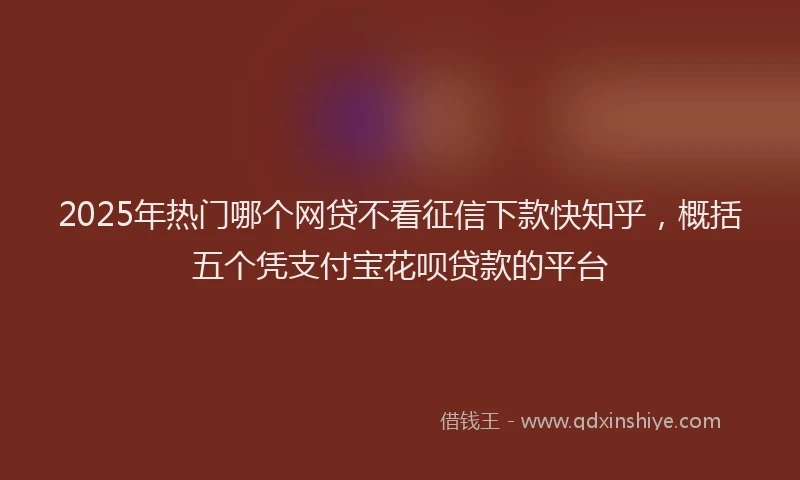 2025年热门哪个网贷不看征信下款快知乎，概括五个凭支付宝花呗贷款的平台
