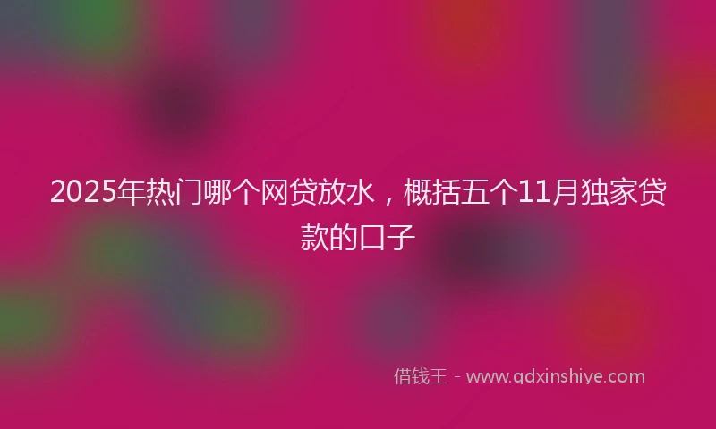 2025年热门哪个网贷放水，概括五个11月独家贷款的口子