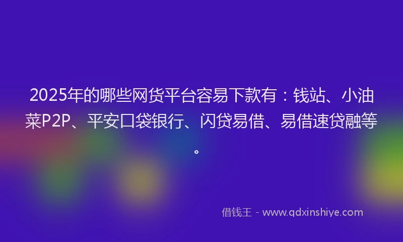 2025年的哪些网货平台容易下款有：钱站、小油菜P2P、平安口袋银行、闪贷易借、易借速贷融等。