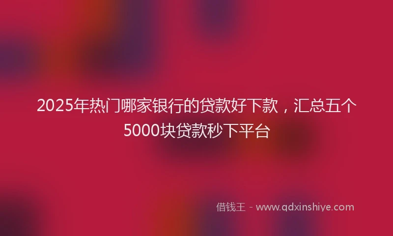 2025年热门哪家银行的贷款好下款，汇总五个5000块贷款秒下平台