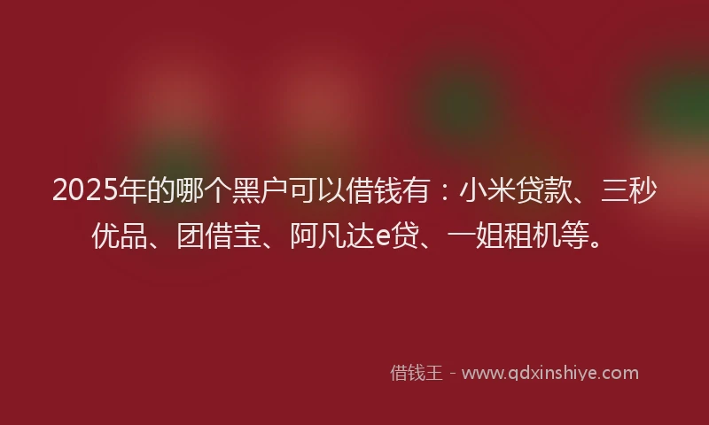 2025年的哪个黑户可以借钱有：小米贷款、三秒优品、团借宝、阿凡达e贷、一姐租机等。