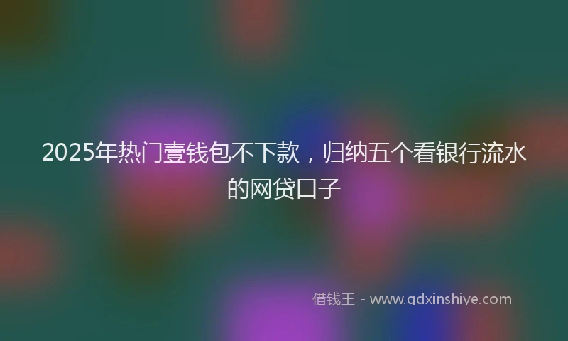 2025年热门壹钱包不下款，归纳五个看银行流水的网贷口子