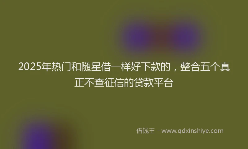 2025年热门和随星借一样好下款的，整合五个真正不查征信的贷款平台