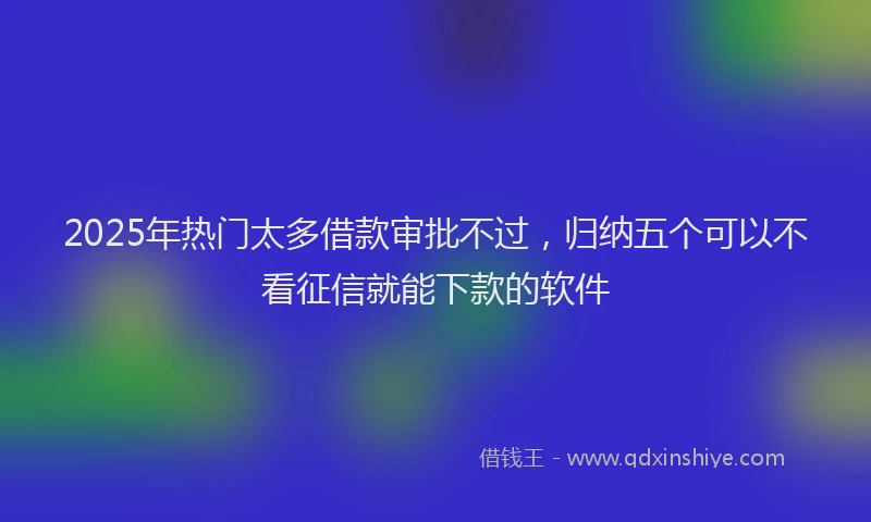 2025年热门太多借款审批不过，归纳五个可以不看征信就能下款的软件