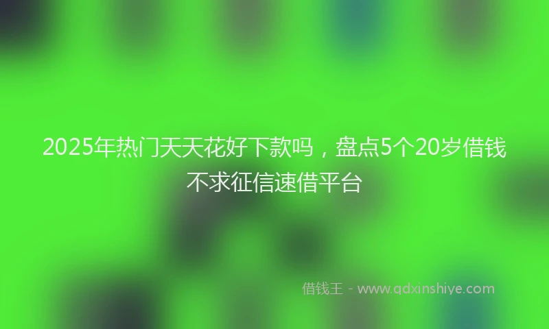 2025年热门天天花好下款吗，盘点5个20岁借钱不求征信速借平台