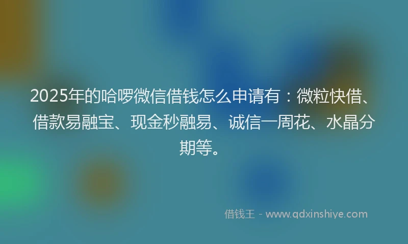 2025年的哈啰微信借钱怎么申请有：微粒快借、借款易融宝、现金秒融易、诚信一周花、水晶分期等。