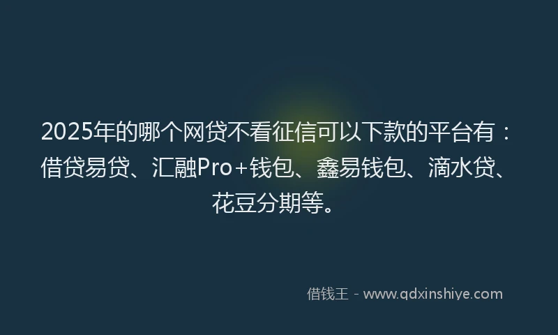 2025年的哪个网贷不看征信可以下款的平台有：借贷易贷、汇融Pro+钱包、鑫易钱包、滴水贷、花豆分期等。