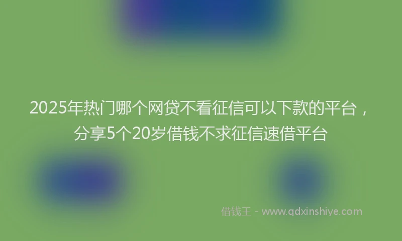 2025年热门哪个网贷不看征信可以下款的平台，分享5个20岁借钱不求征信速借平台