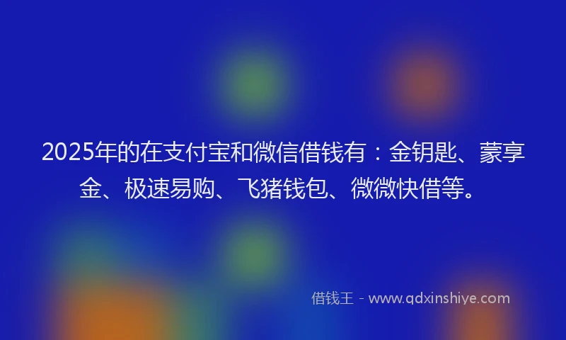 2025年的在支付宝和微信借钱有：金钥匙、蒙享金、极速易购、飞猪钱包、微微快借等。