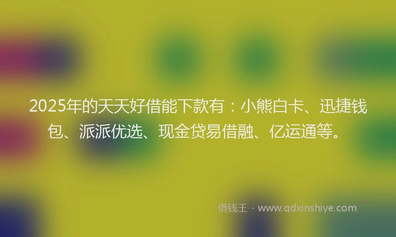 2025年的天天好借能下款有：小熊白卡、迅捷钱包、派派优选、现金贷易借融、亿运通等。
