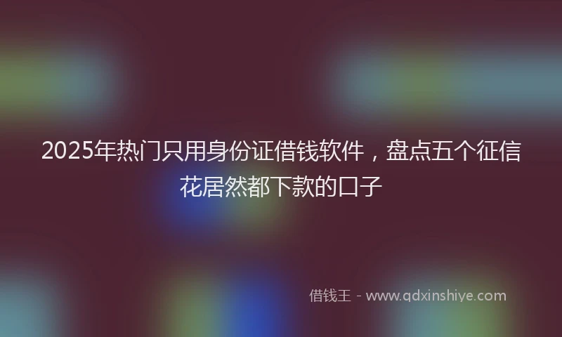 2025年热门只用身份证借钱软件，盘点五个征信花居然都下款的口子