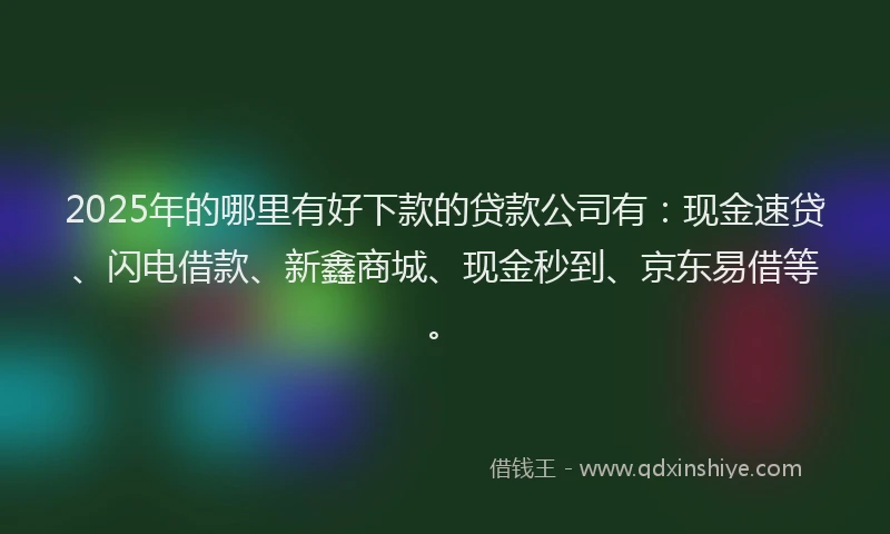 2025年的哪里有好下款的贷款公司有：现金速贷、闪电借款、新鑫商城、现金秒到、京东易借等。