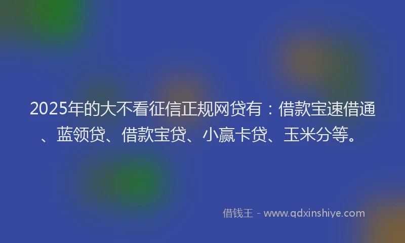 2025年的大不看征信正规网贷有：借款宝速借通、蓝领贷、借款宝贷、小赢卡贷、玉米分等。