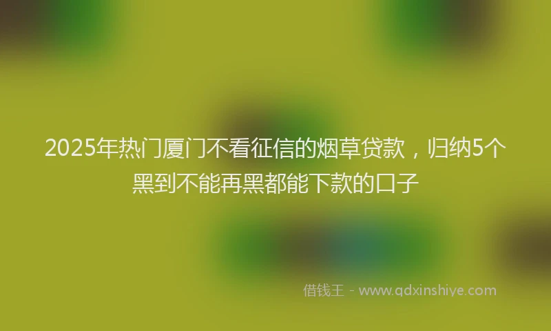 2025年热门厦门不看征信的烟草贷款，归纳5个黑到不能再黑都能下款的口子