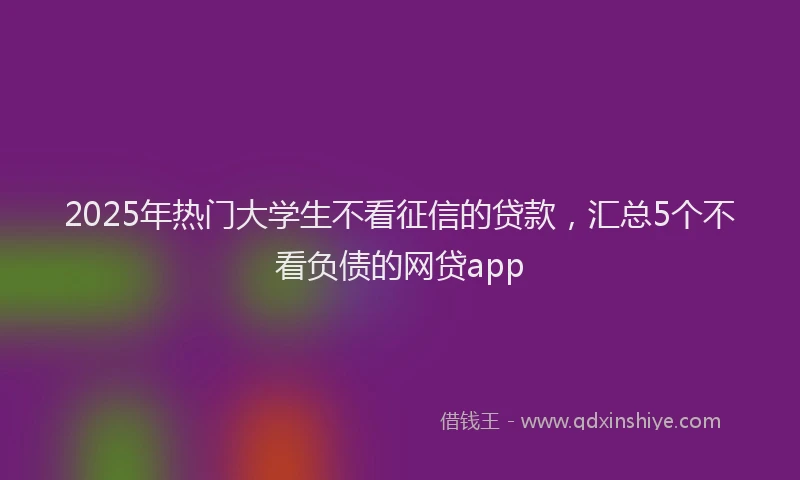 2025年热门大学生不看征信的贷款，汇总5个不看负债的网贷app