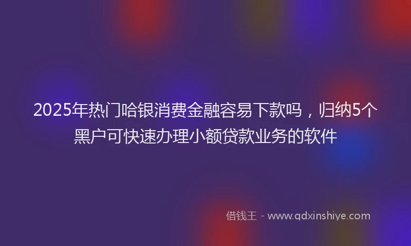 2025年热门哈银消费金融容易下款吗，归纳5个黑户可快速办理小额贷款业务的软件