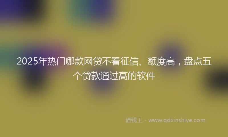 2025年热门哪款网贷不看征信、额度高，盘点五个贷款通过高的软件