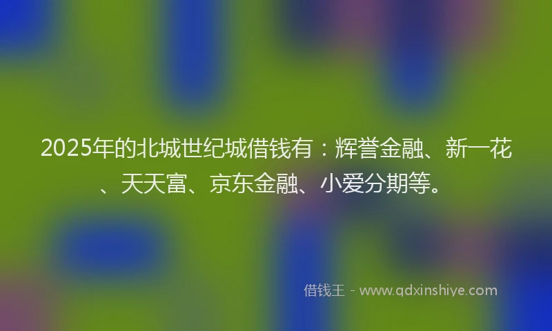 2025年的北城世纪城借钱有：辉誉金融、新一花、天天富、京东金融、小爱分期等。