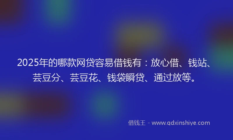 2025年的哪款网贷容易借钱有：放心借、钱站、芸豆分、芸豆花、钱袋瞬贷、通过放等。