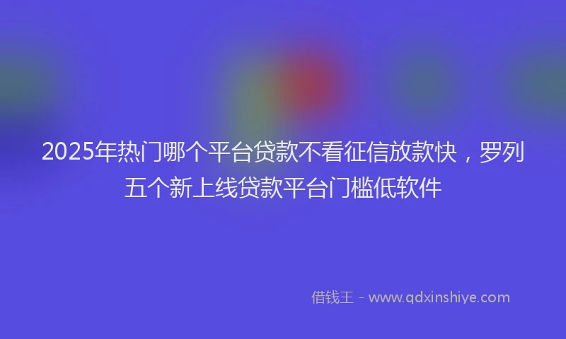 2025年热门哪个平台贷款不看征信放款快，罗列五个新上线贷款平台门槛低软件