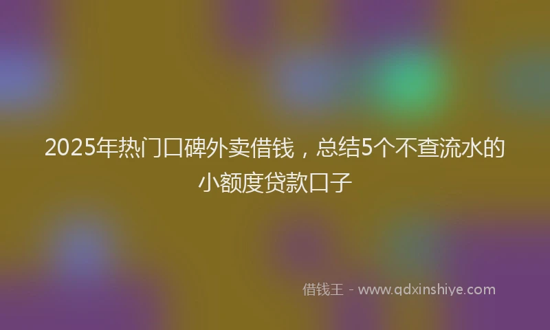 2025年热门口碑外卖借钱，总结5个不查流水的小额度贷款口子