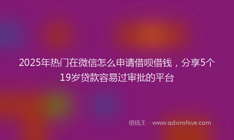 2025年热门在微信怎么申请借呗借钱，分享5个19岁贷款容易过审批的平台