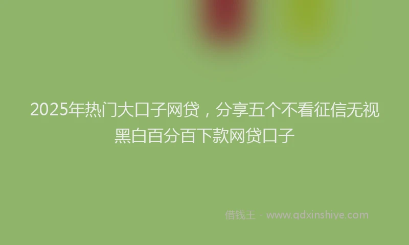 2025年热门大口子网贷，分享五个不看征信无视黑白百分百下款网贷口子