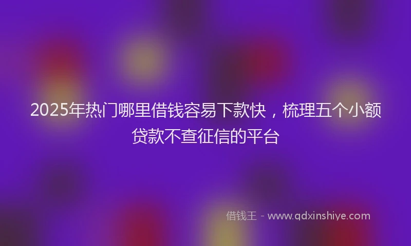2025年热门哪里借钱容易下款快，梳理五个小额贷款不查征信的平台