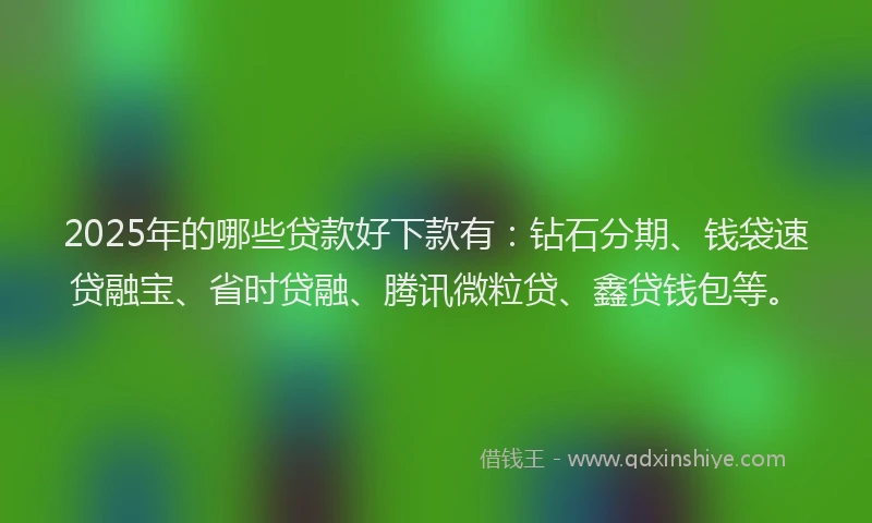 2025年的哪些贷款好下款有：钻石分期、钱袋速贷融宝、省时贷融、腾讯微粒贷、鑫贷钱包等。