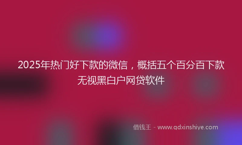 2025年热门好下款的微信，概括五个百分百下款无视黑白户网贷软件
