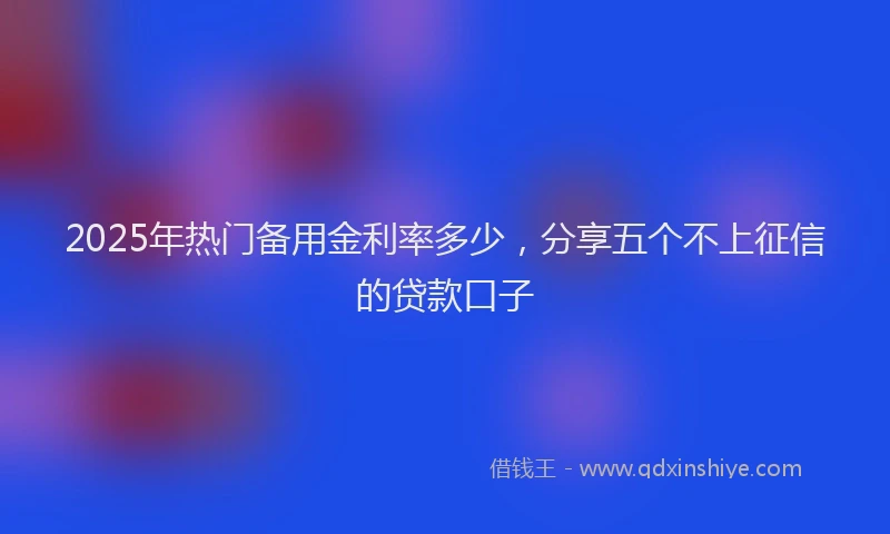 2025年热门备用金利率多少，分享五个不上征信的贷款口子