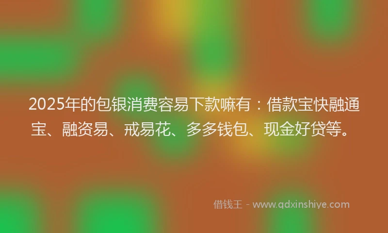 2025年的包银消费容易下款嘛有：借款宝快融通宝、融资易、戒易花、多多钱包、现金好贷等。