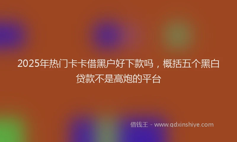 2025年热门卡卡借黑户好下款吗，概括五个黑白贷款不是高炮的平台