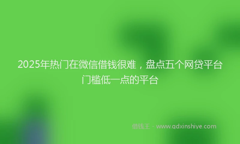 2025年热门在微信借钱很难，盘点五个网贷平台门槛低一点的平台