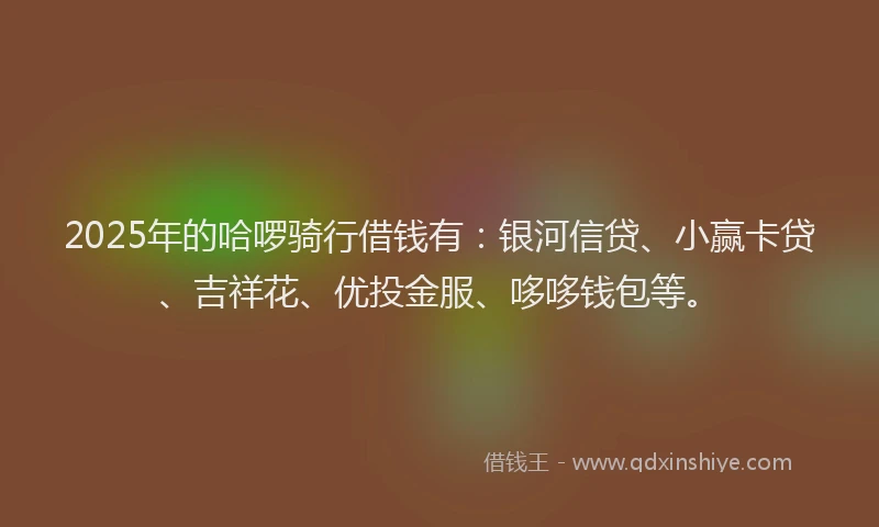 2025年的哈啰骑行借钱有：银河信贷、小赢卡贷、吉祥花、优投金服、哆哆钱包等。