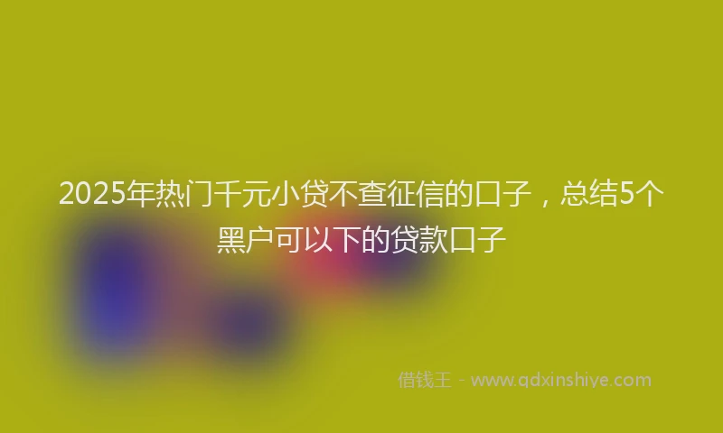 2025年热门千元小贷不查征信的口子，总结5个黑户可以下的贷款口子