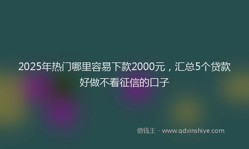 2025年热门哪里容易下款2000元，汇总5个贷款好做不看征信的口子