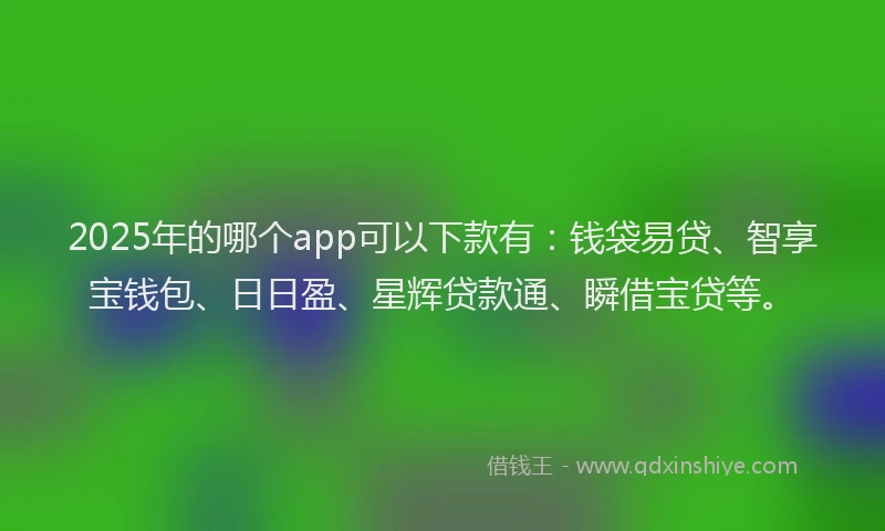 2025年的哪个app可以下款有：钱袋易贷、智享宝钱包、日日盈、星辉贷款通、瞬借宝贷等。