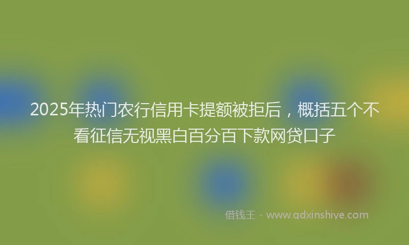 2025年热门农行信用卡提额被拒后，概括五个不看征信无视黑白百分百下款网贷口子