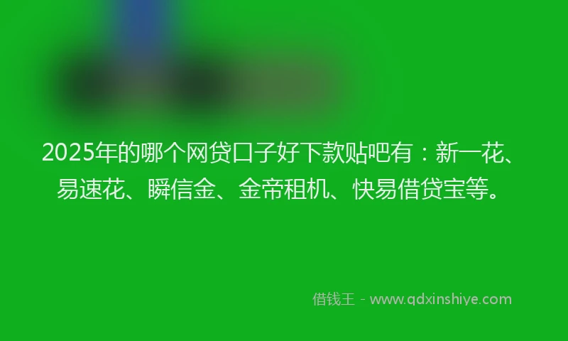 2025年的哪个网贷口子好下款贴吧有：新一花、易速花、瞬信金、金帝租机、快易借贷宝等。