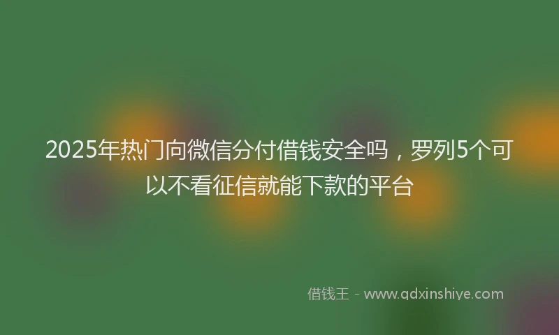2025年热门向微信分付借钱安全吗，罗列5个可以不看征信就能下款的平台