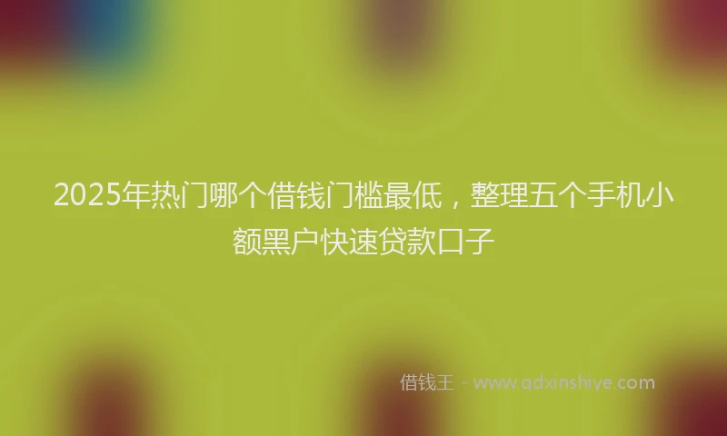 2025年热门哪个借钱门槛最低，整理五个手机小额黑户快速贷款口子