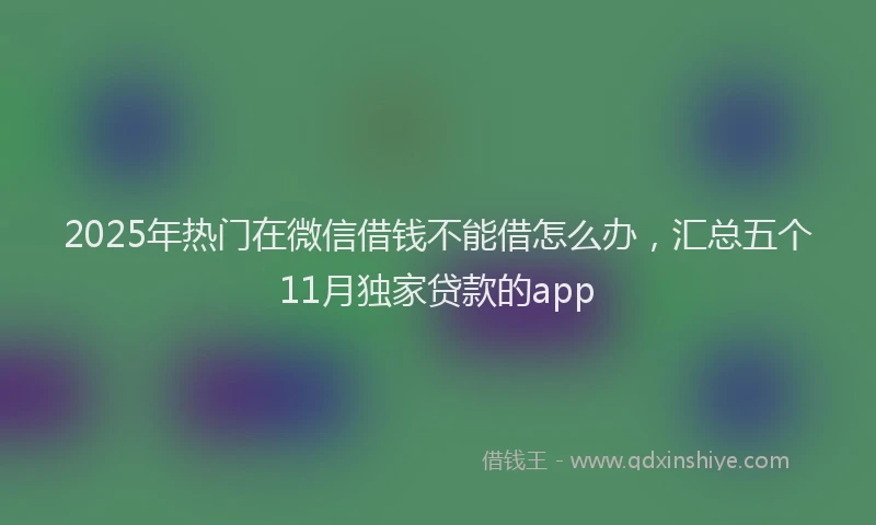 2025年热门在微信借钱不能借怎么办，汇总五个11月独家贷款的app