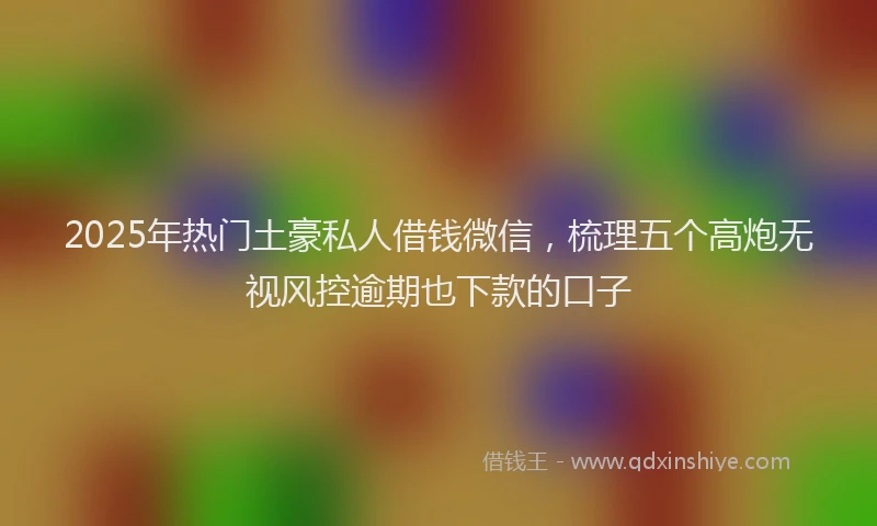 2025年热门土豪私人借钱微信，梳理五个高炮无视风控逾期也下款的口子