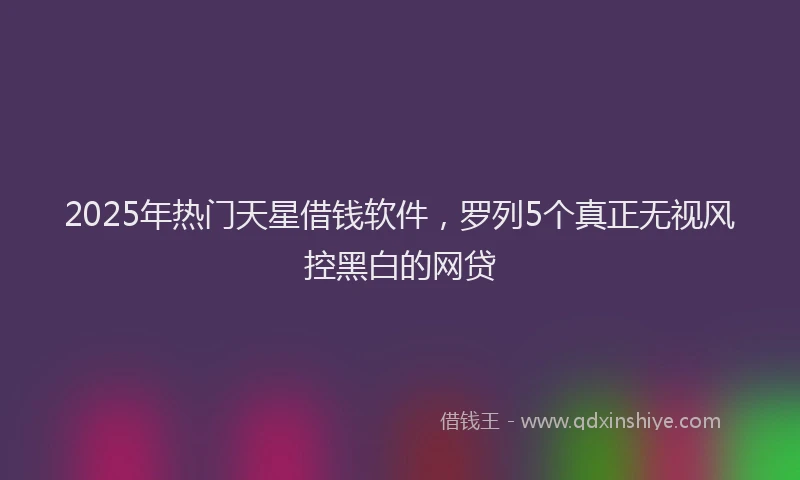 2025年热门天星借钱软件，罗列5个真正无视风控黑白的网贷