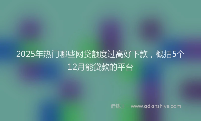 2025年热门哪些网贷额度过高好下款，概括5个12月能贷款的平台