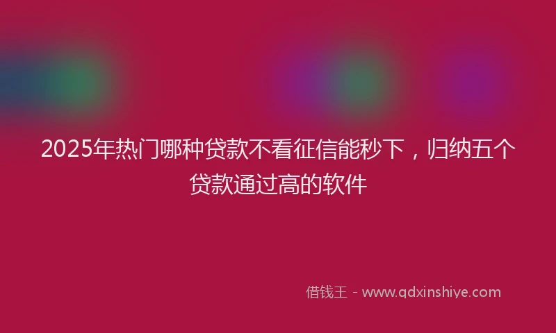 2025年热门哪种贷款不看征信能秒下，归纳五个贷款通过高的软件